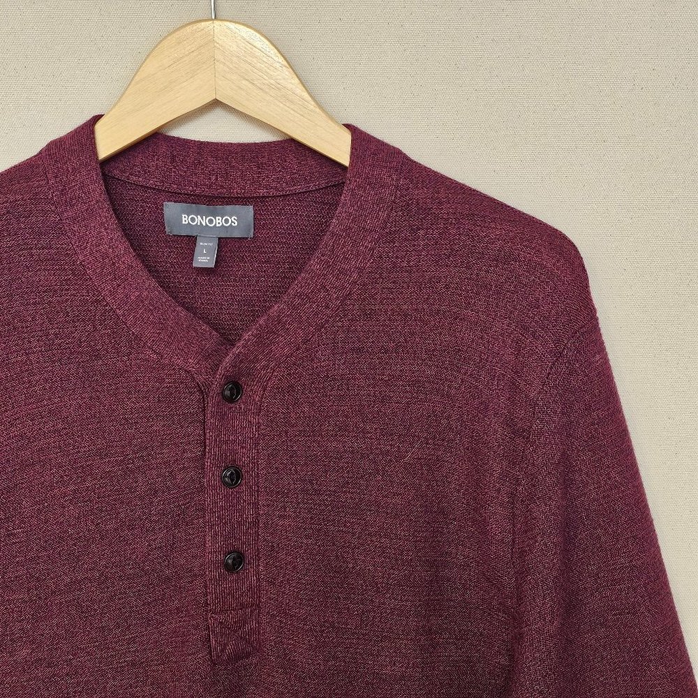 Bonobos Extra Fine Merino Wool Henley Sweater Slim Fit L